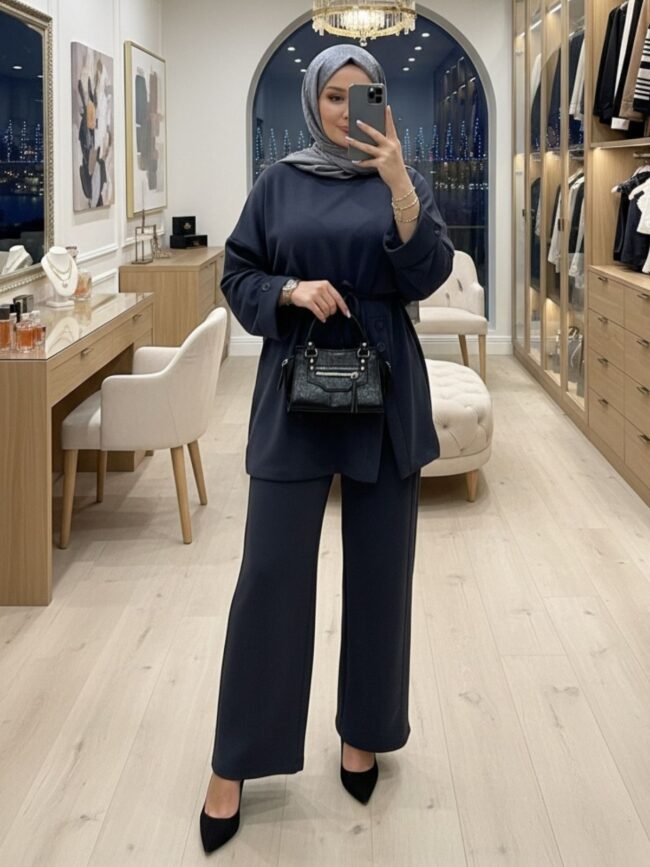 Premium Oysho Düğmeli İkili Takım TK2968  - Füme