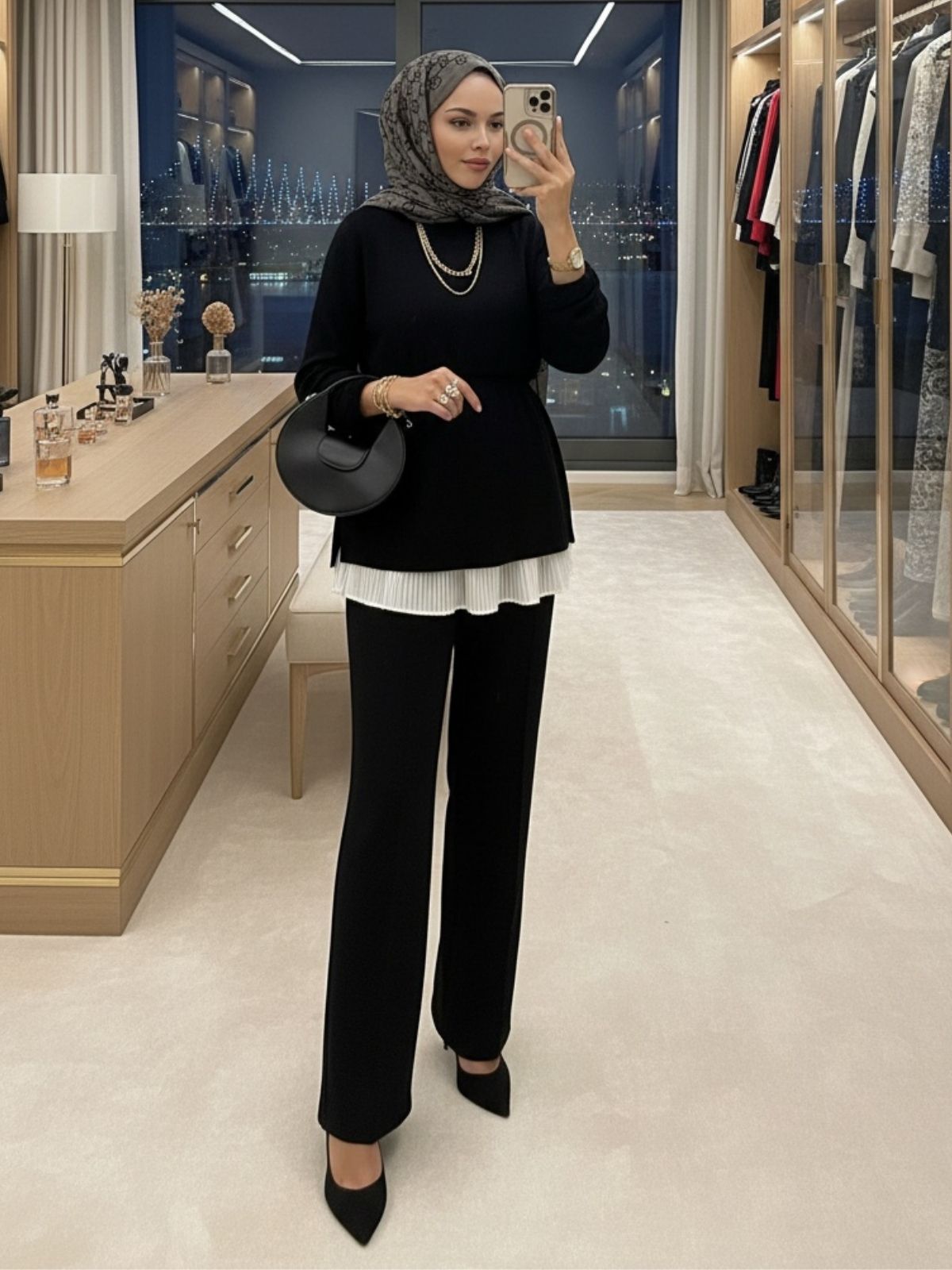 Premium Oysho Düğmeli  İkili Takım TK2968  - Siyah