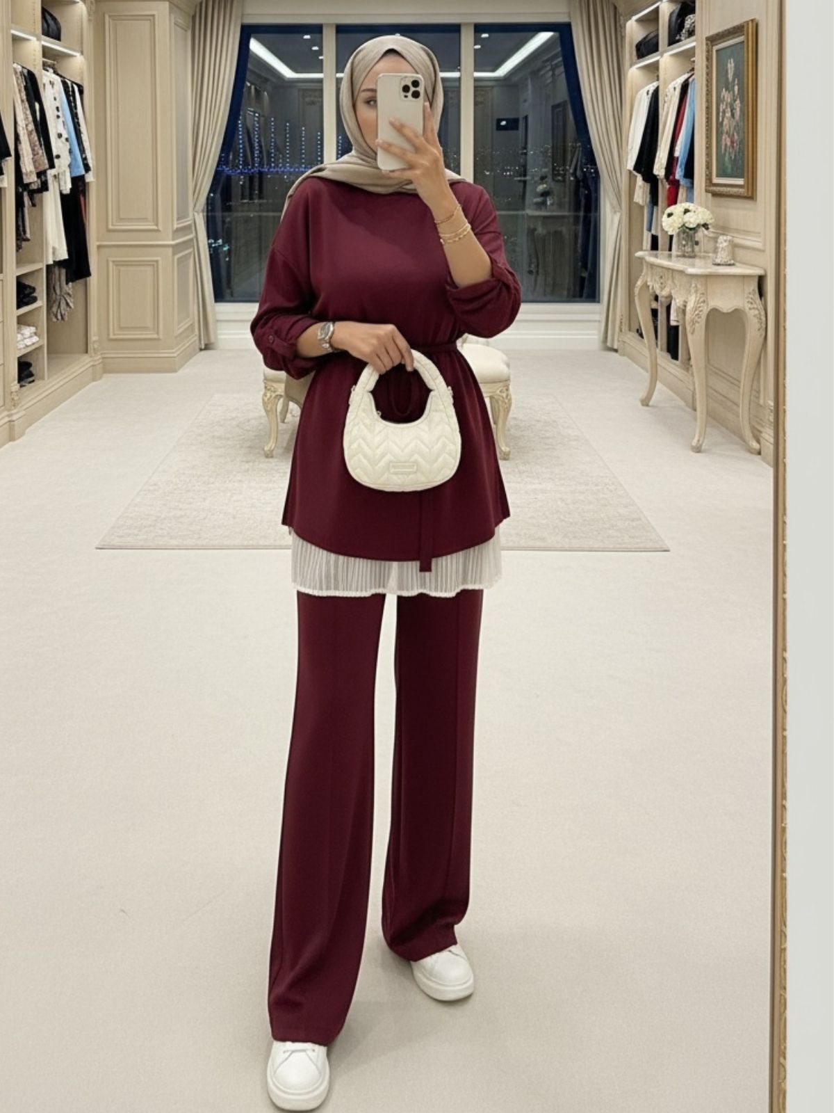 Oysho Premium Bağlamalı İkili Takım TK100240 - Bordo