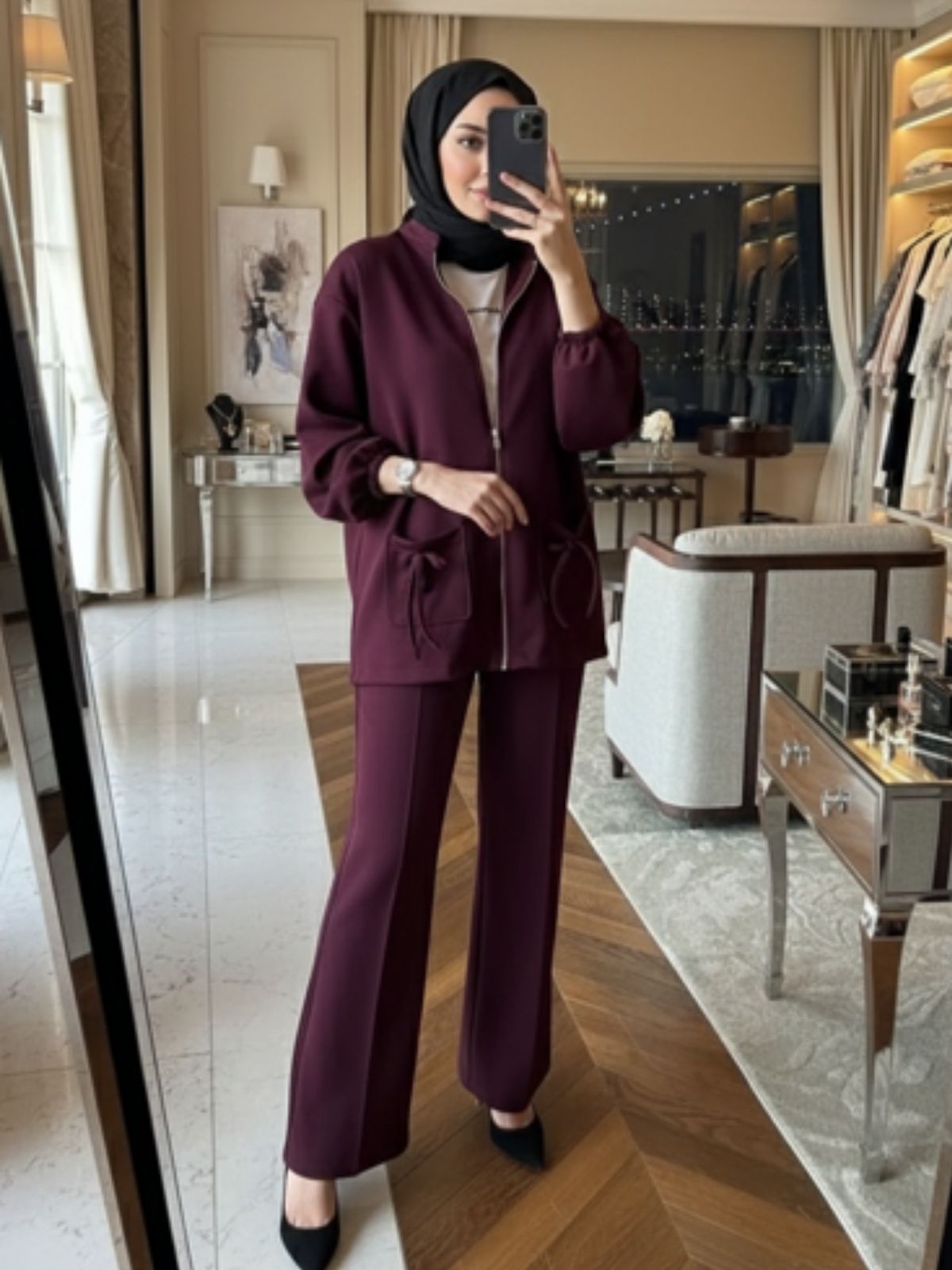 Premium Oysho Liona İkili Takım TK100256 - Bordo