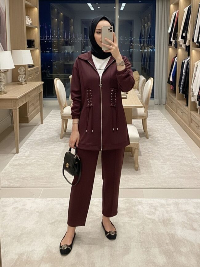 Premium Oysho Elin İkili Takım TK100254 - Bordo