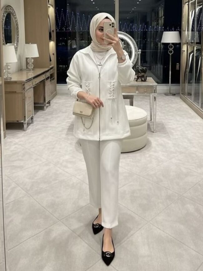 Premium Oysho Elin İkili Takım TK100254 - Beyaz İnci