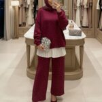 Taşlı Oysho İkili Takım TK100291 - Bordo