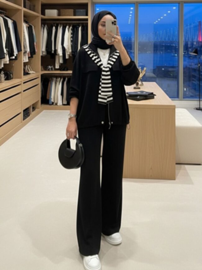 Premium Oysho Bomber İkili Takım TK100248 - Siyah