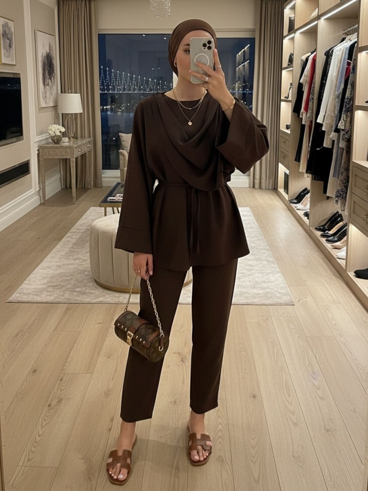 Pelerin İkili Takım TK100350 - Kahve