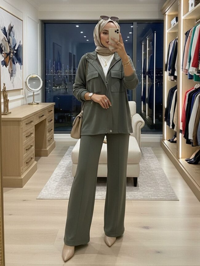 Premium Oysho Bomber İkili Takım TK100248 - Haki