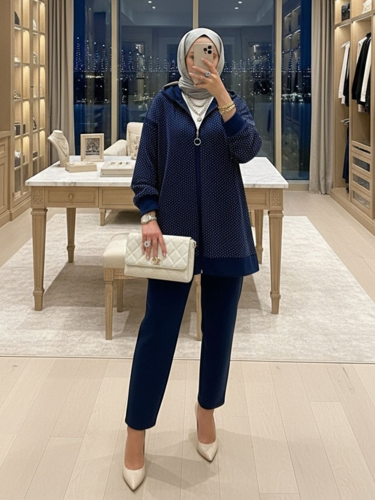 Kalve Taş İşlemeli İkili Takım TK100296 - Lacivert