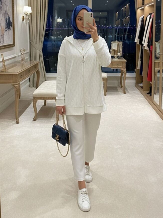 Kalve Taş İşlemeli İkili Takım TK100296 - Beyaz