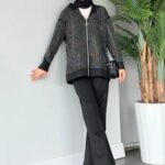 Kalve Taş İşlemeli İkili Takım TK100296 - Siyah