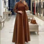 Soi Tasarım Elbise (Kemer & Şal Hediye)  ELB100403  – Taba