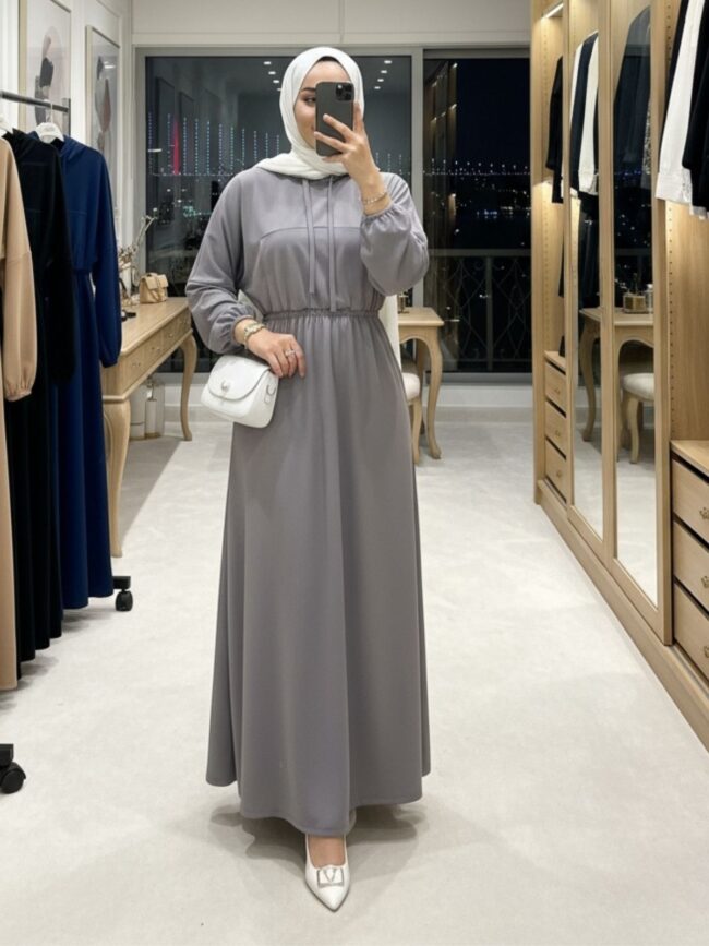 Madonna Elbise (Şal Hediye)  ELB100405  – Gri