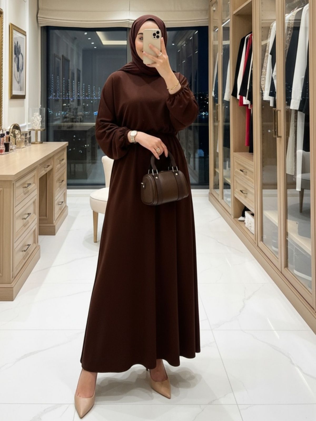 Madonna Elbise (Şal Hediye) ELB100405 – Acı Kahve