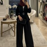 Oysho Premium Kemer Detay Palazzo İkili Takım TK2975  - Siyah