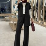 Premium Oysho  Yelekli İkili Takım TK100249  - Siyah