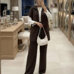 Premium Oysho  Yelekli İkili Takım TK100249  - Acı Kahve