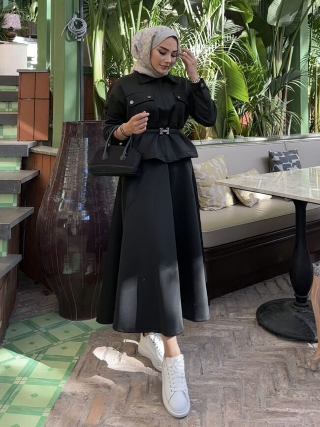 Scuba Etekli İkili Takım (ŞAL HEDİYE) TK100431 - Siyah