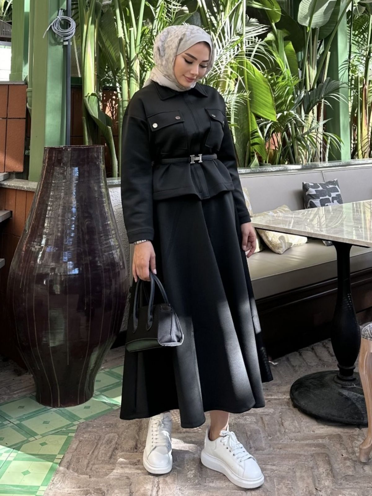 Scuba Etekli İkili Takım (ŞAL HEDİYE) TK100431 - Siyah - Görsel 2