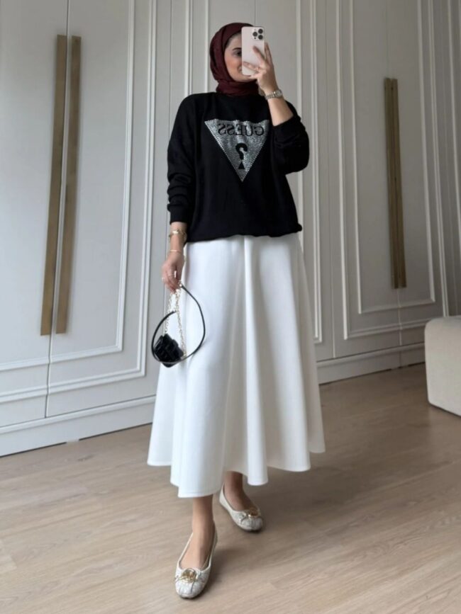 Ges Taş Detay Sweat (ŞAL HEDİYE) SWT100432- Siyah