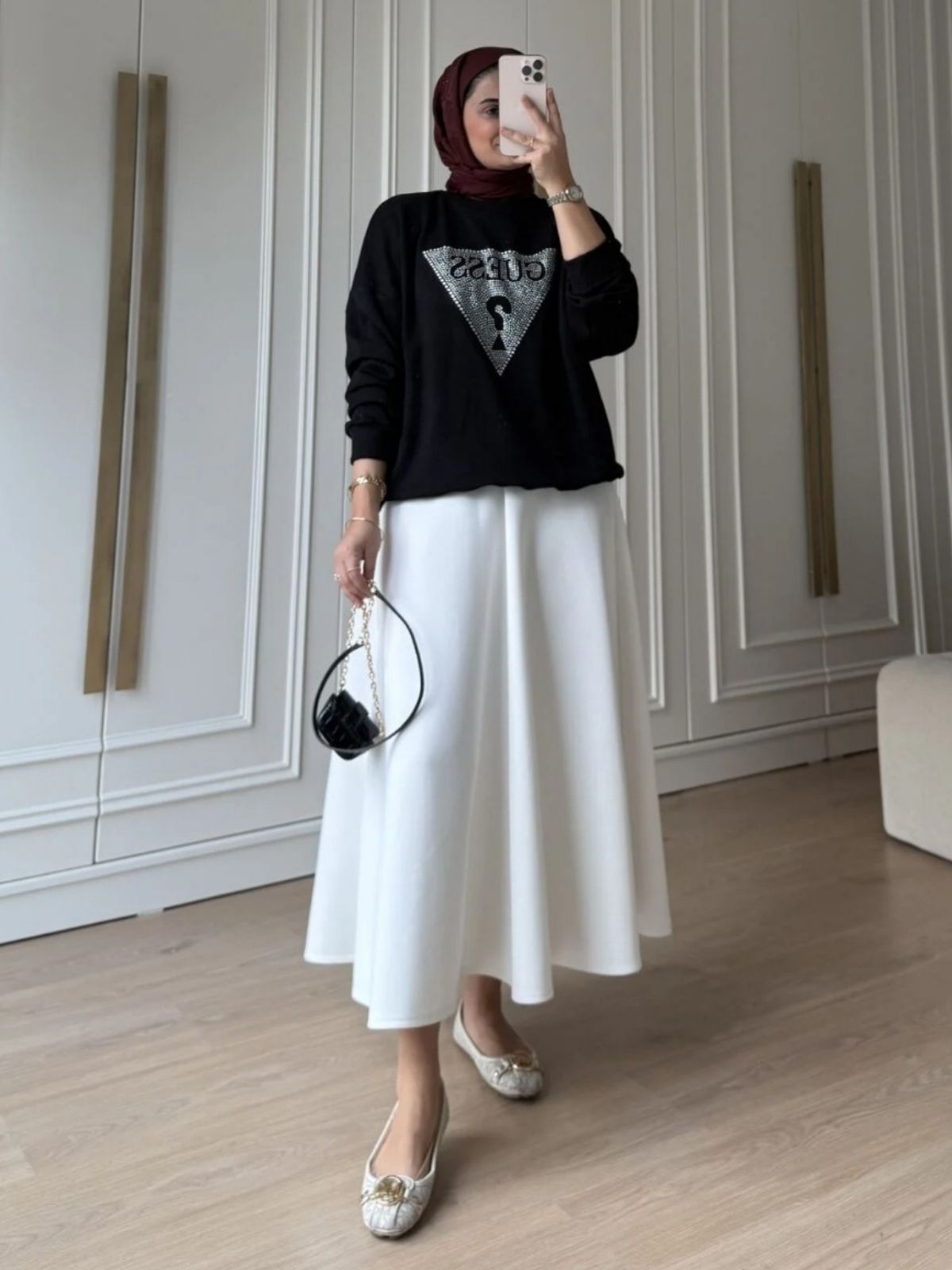 Ges Taş Detay Sweat (ŞAL HEDİYE) SWT100432- Siyah