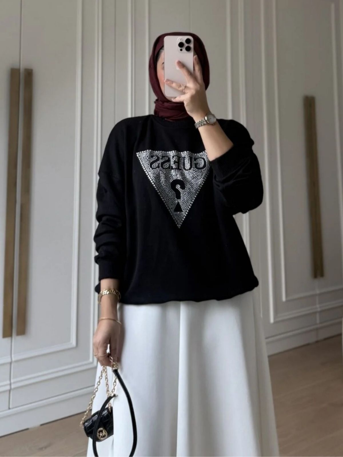 Ges Taş Detay Sweat (ŞAL HEDİYE) SWT100432- Siyah - Görsel 2