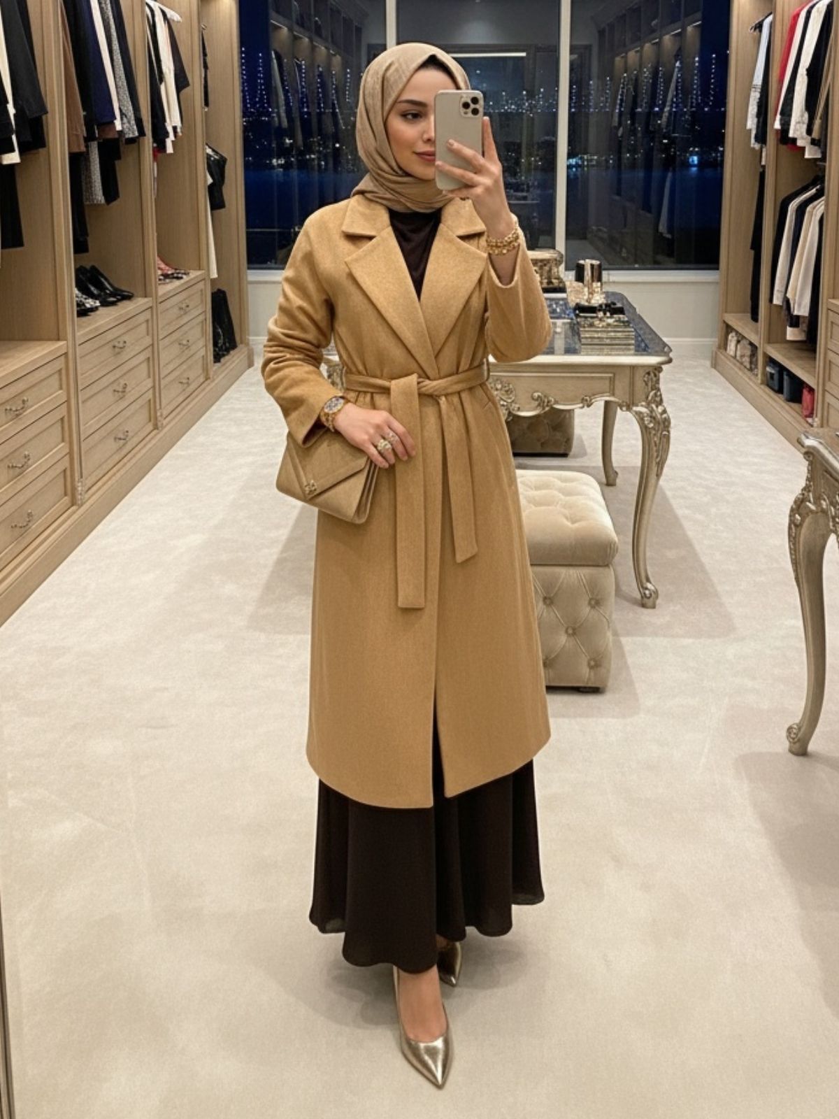 Kaşe Cepli Kaban CKT100432- Vizon