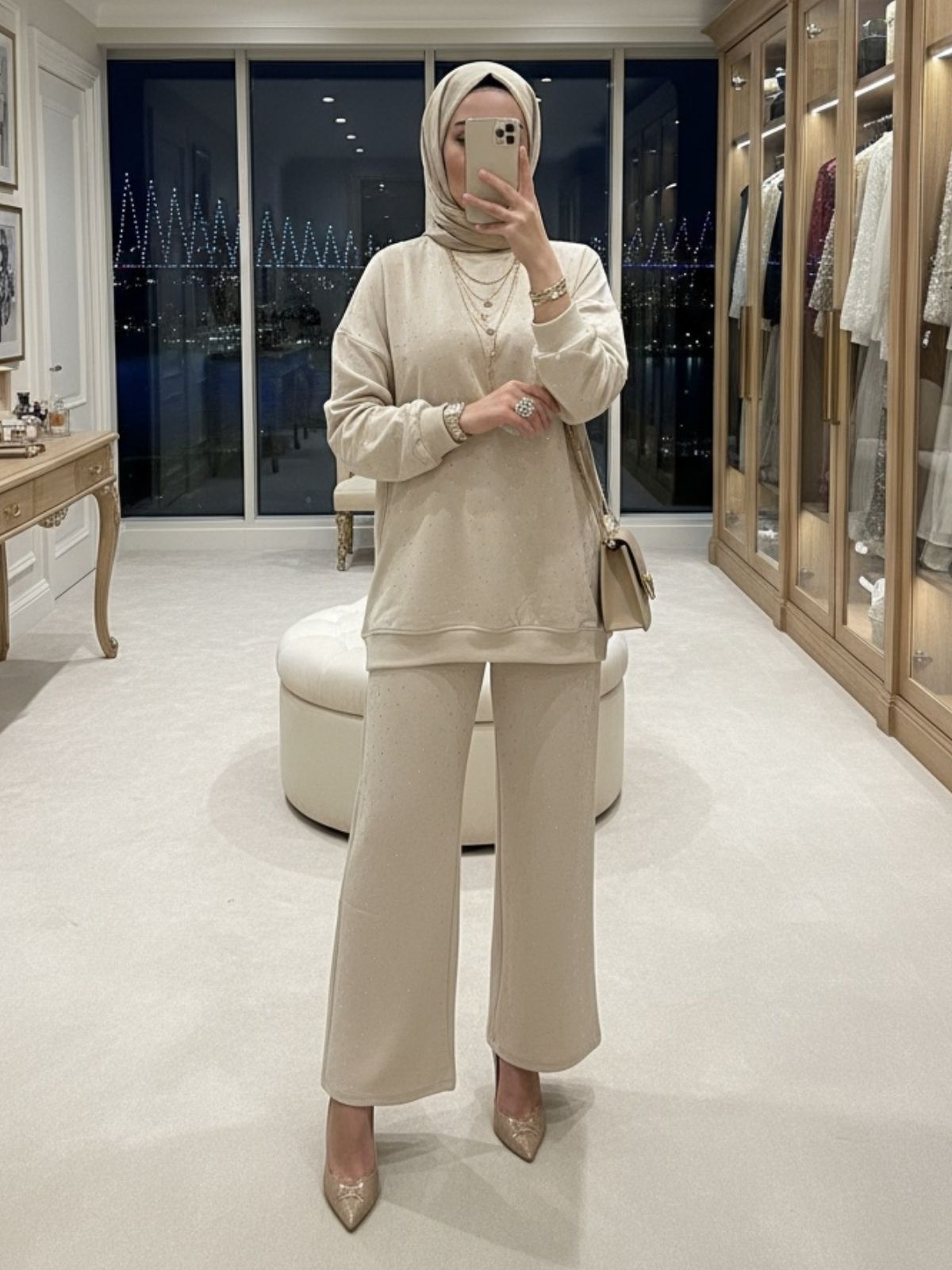 Taşlı Oysho İkili Takım TK100291 - Taş