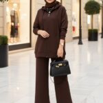 Premium Fermuarlı Basic İkili Takım TK2962  - Acı Kahve