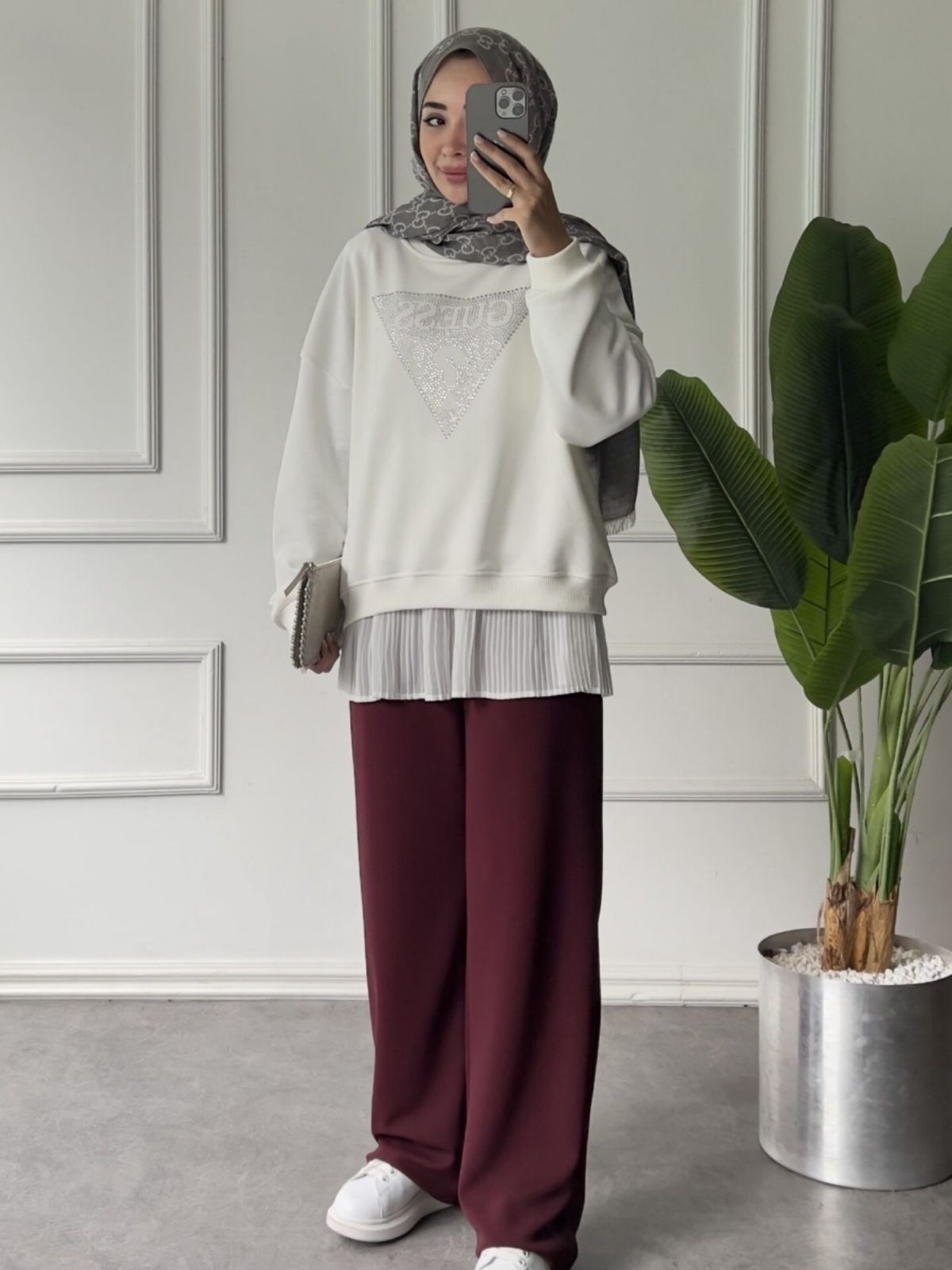 Ges Zoi Taş Detay Sweat SWT100439 - Beyaz