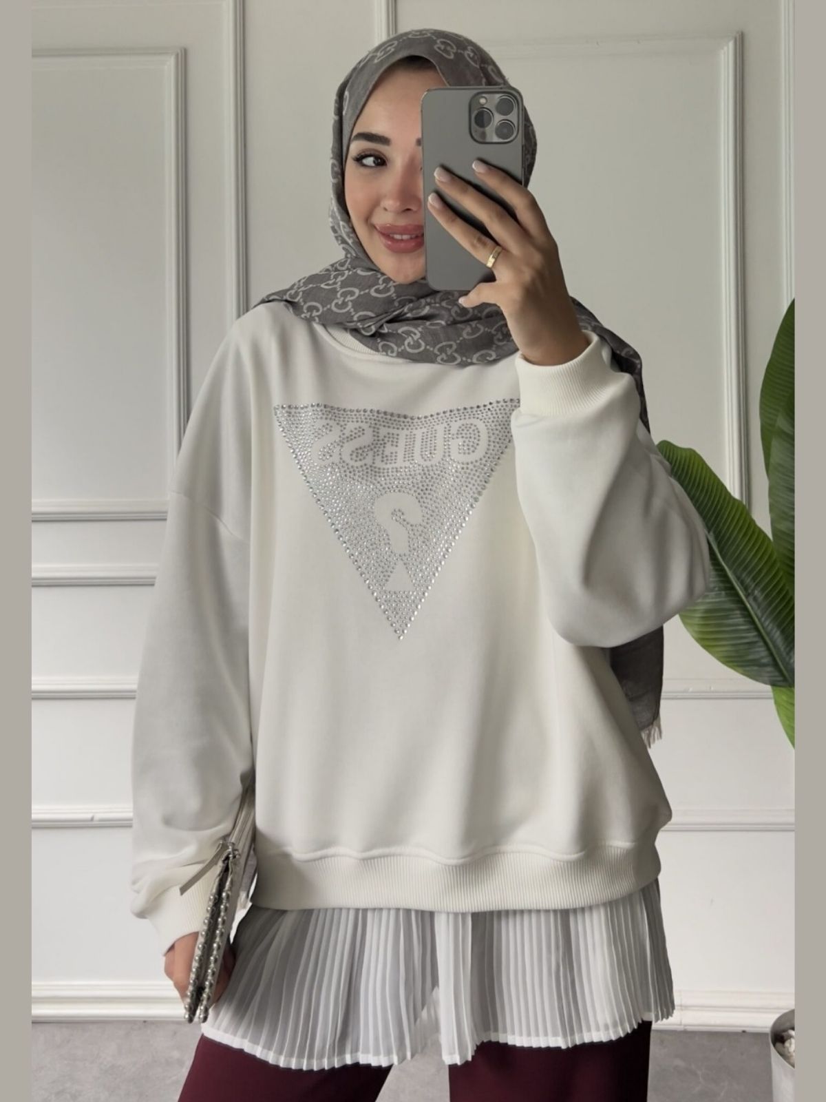 Ges Zoi Taş Detay Sweat SWT100439 - Beyaz - Görsel 2