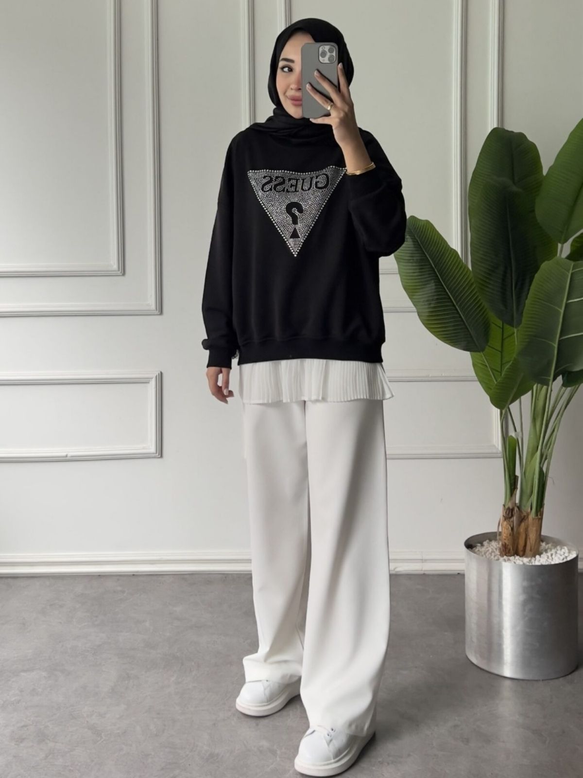 Ges Zoi Taş Detay Sweat SWT100439 - Siyah