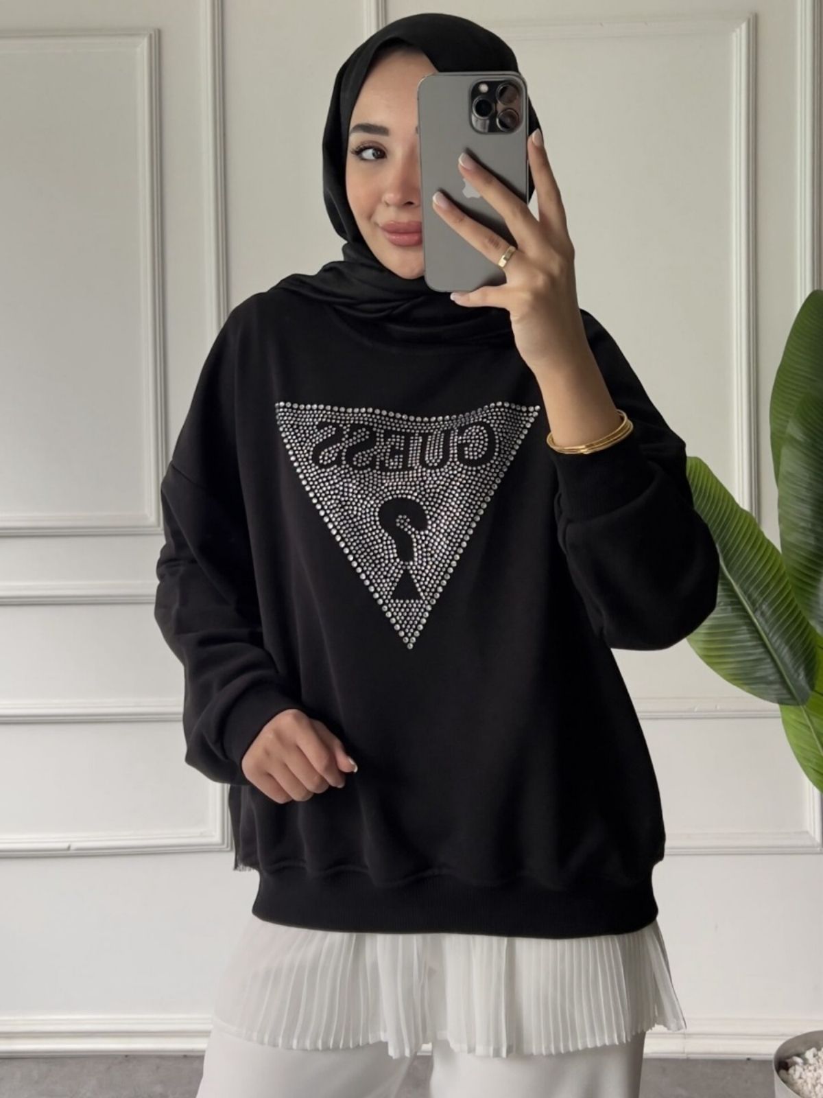 Ges Zoi Taş Detay Sweat SWT100439 - Siyah - Görsel 2