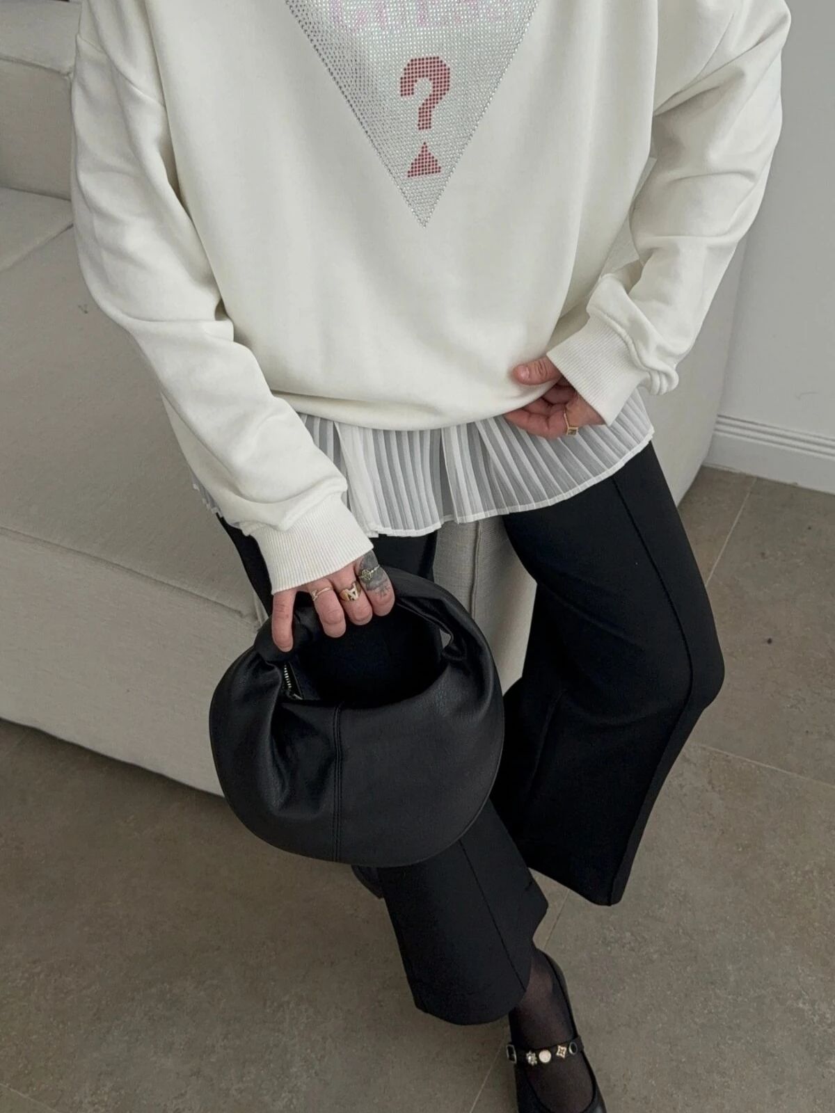 Ges Elle Pembe Taş Detay Sweat SWT100440 - Beyaz - Görsel 2