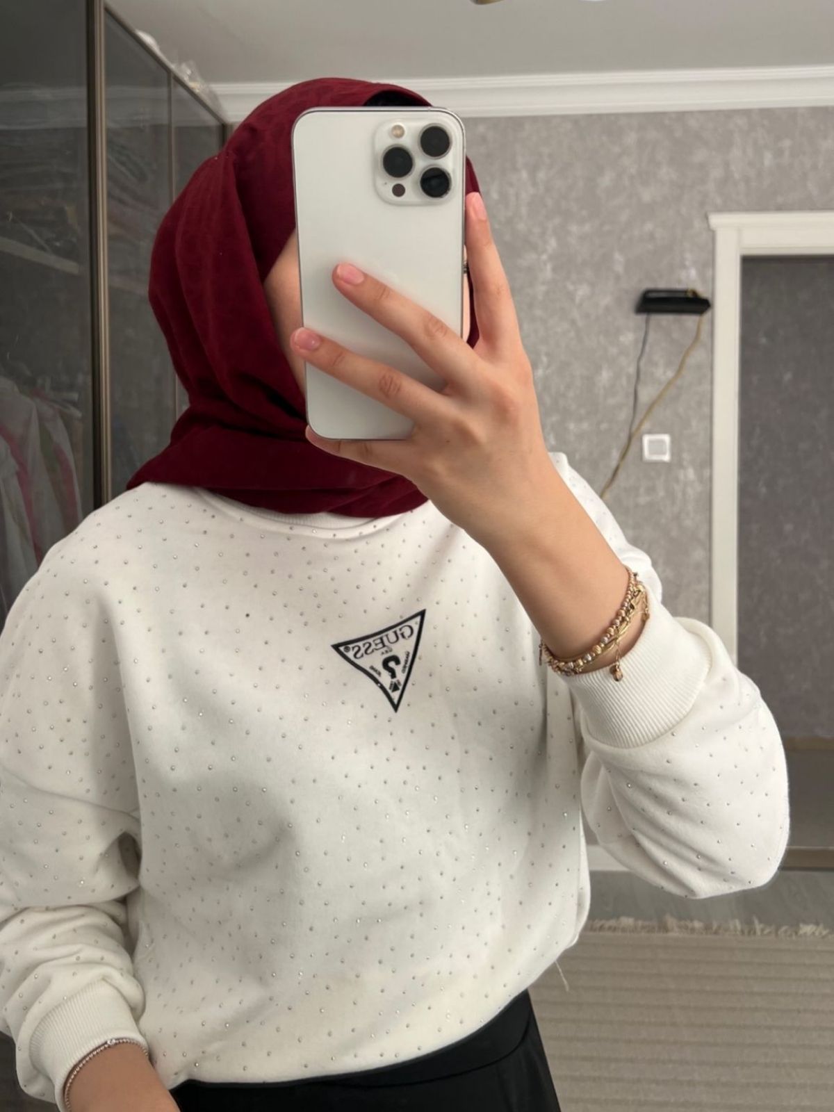 Ges Moni Taş Detay Sweat SWT100434- Beyaz