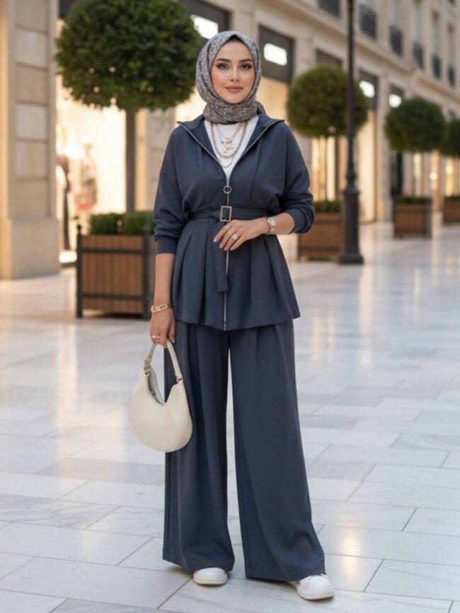 Oysho Premium Kemer Detay Palazzo İkili Takım TK2975 - Füme