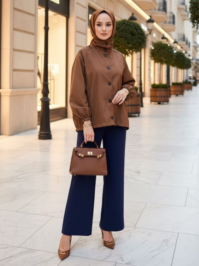 Zara Bomber Arka Detay Lastikli Trençkot DŞ100449 - Taba