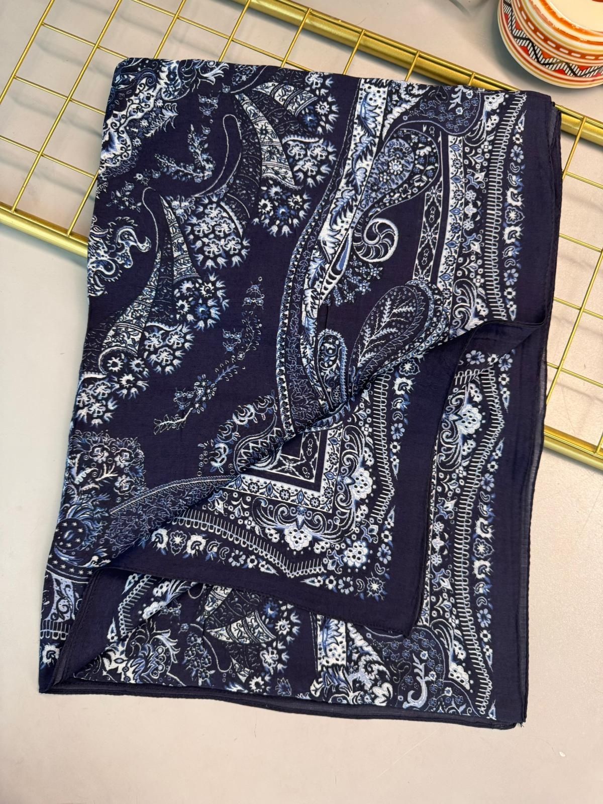 Ravza Desen Şal 469-019 - V-3 - Okyanus Mavi