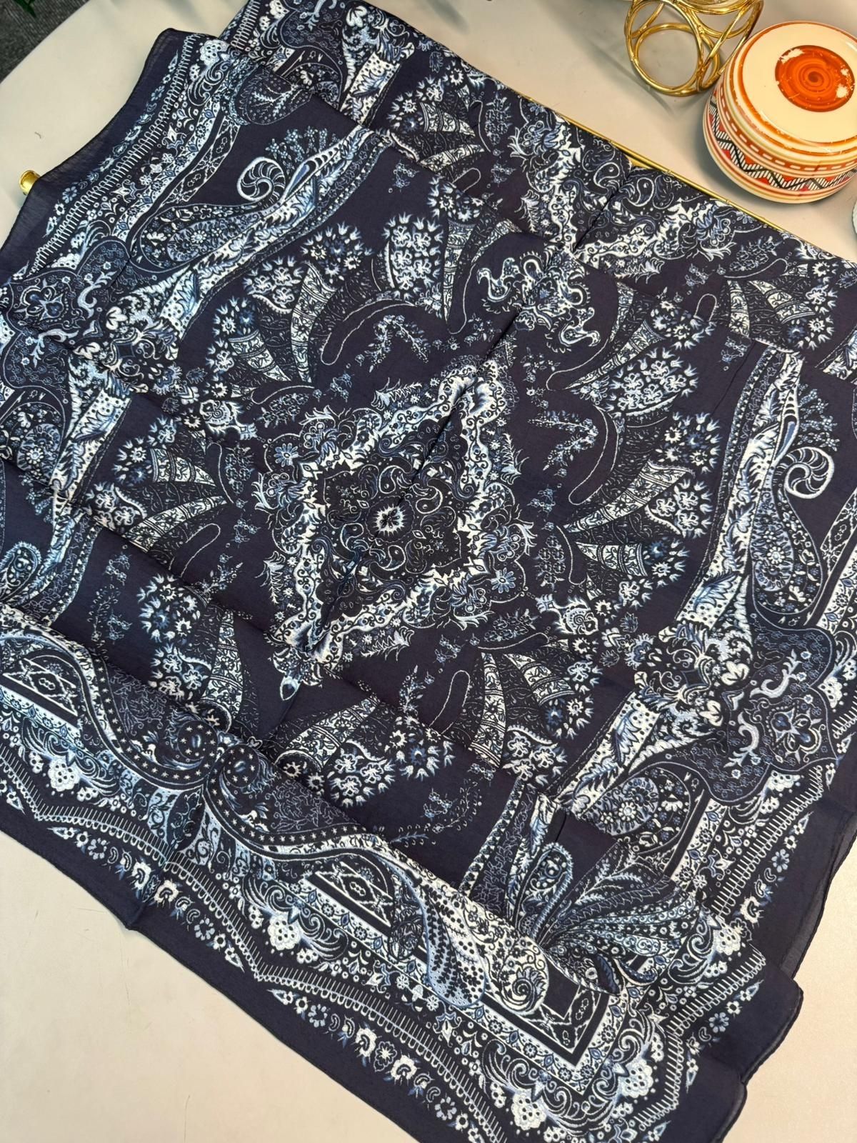 Ravza Desen Şal 469-019 - V-3 - Okyanus Mavi - Görsel 2