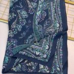 Ravza Desen Şal 469-019 - V-12  - Çini Mavi