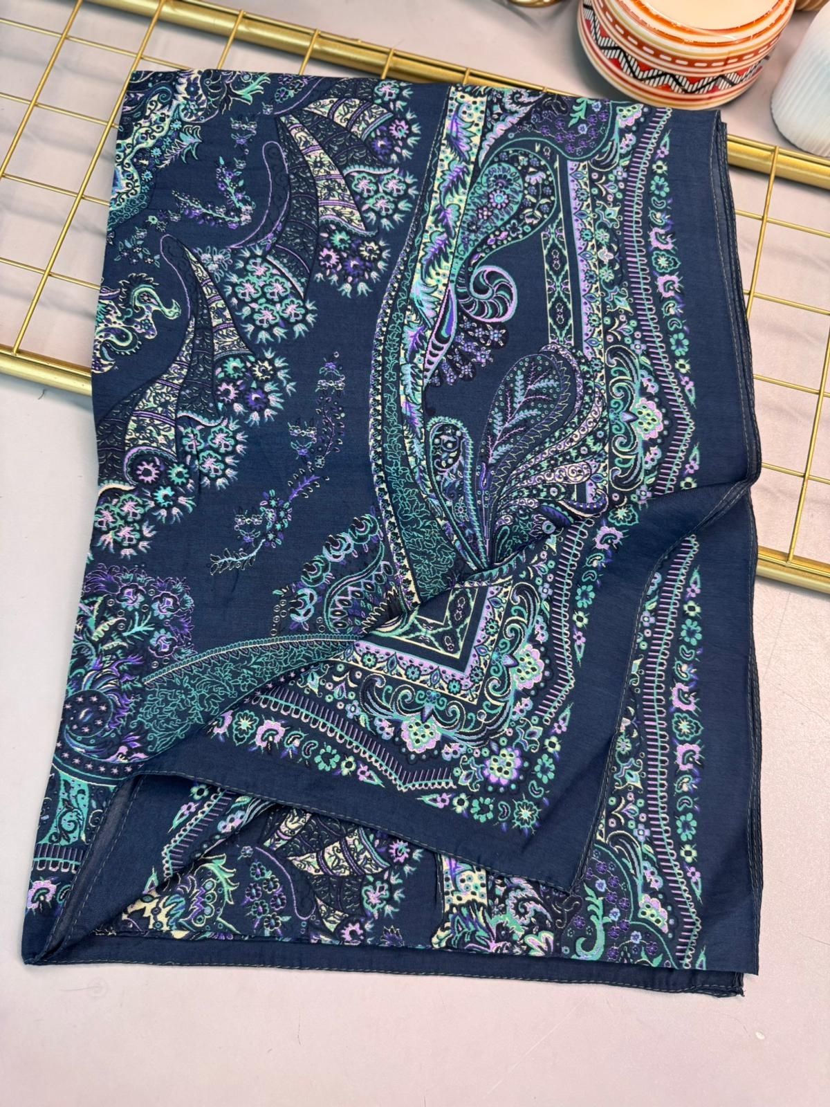 Ravza Desen Şal 469-019 - V-12 - Çini Mavi