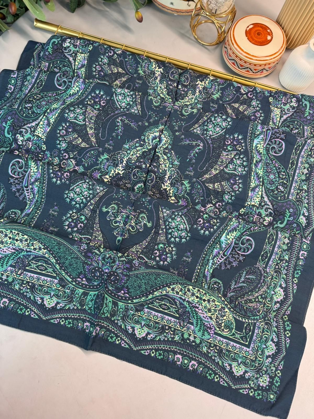 Ravza Desen Şal 469-019 - V-12 - Çini Mavi - Görsel 2