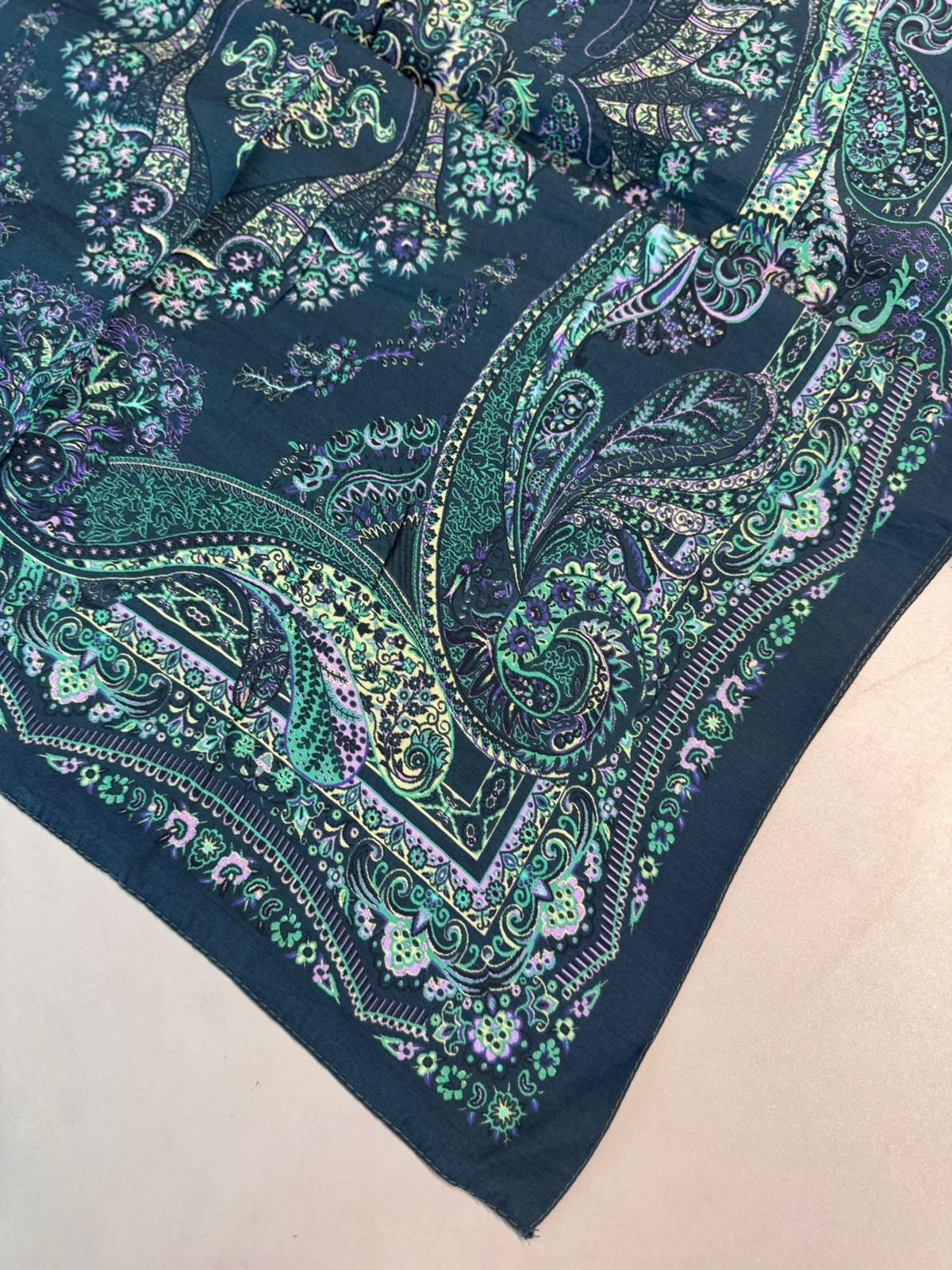 Ravza Desen Şal 469-019 - V-12 - Çini Mavi - Görsel 3