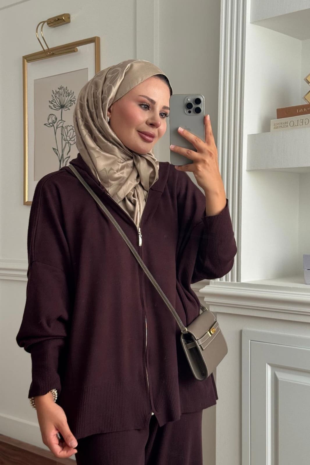 Kapüşon Detaylı Ivy Pantolonlu Triko İkili Takım TKM100276 –  Kahverengi - Görsel 3