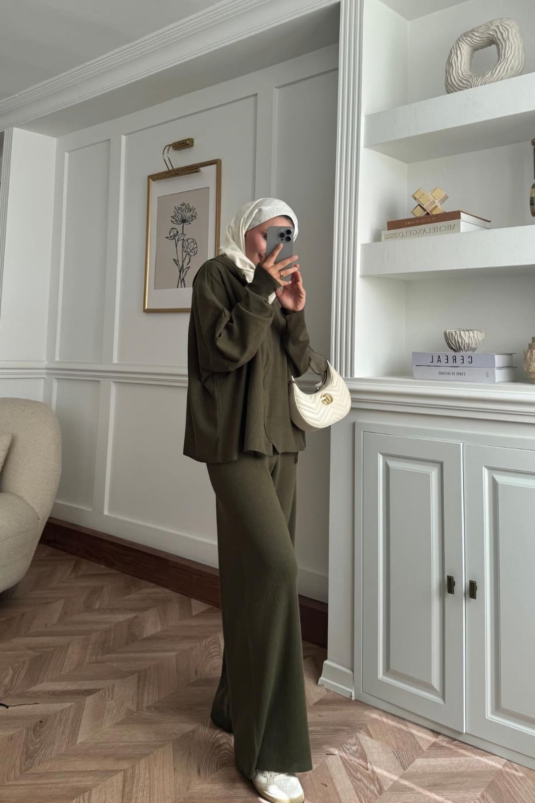 Kapüşon Detaylı Ivy Pantolonlu Triko İkili Takım TKM100276 – Haki - Görsel 2