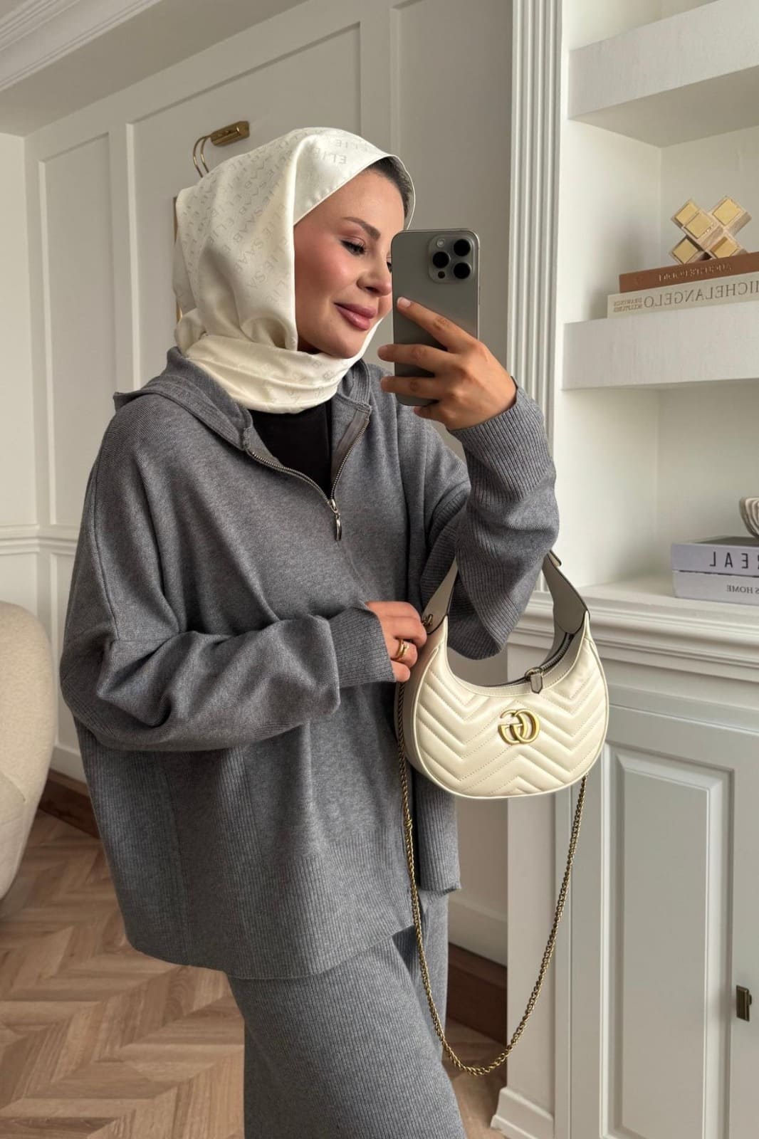 Kapüşon Detaylı Ivy Pantolonlu Triko İkili Takım TKM100276 –  Gri - Görsel 4