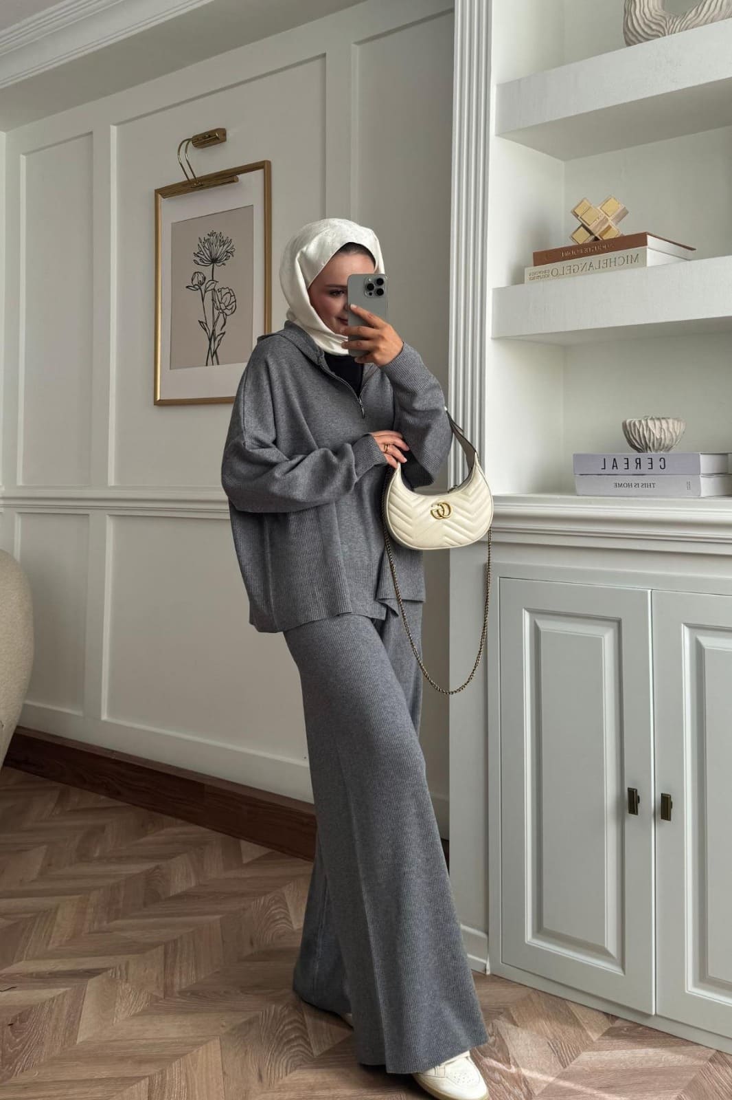 Kapüşon Detaylı Ivy Pantolonlu Triko İkili Takım TKM100276 –  Gri