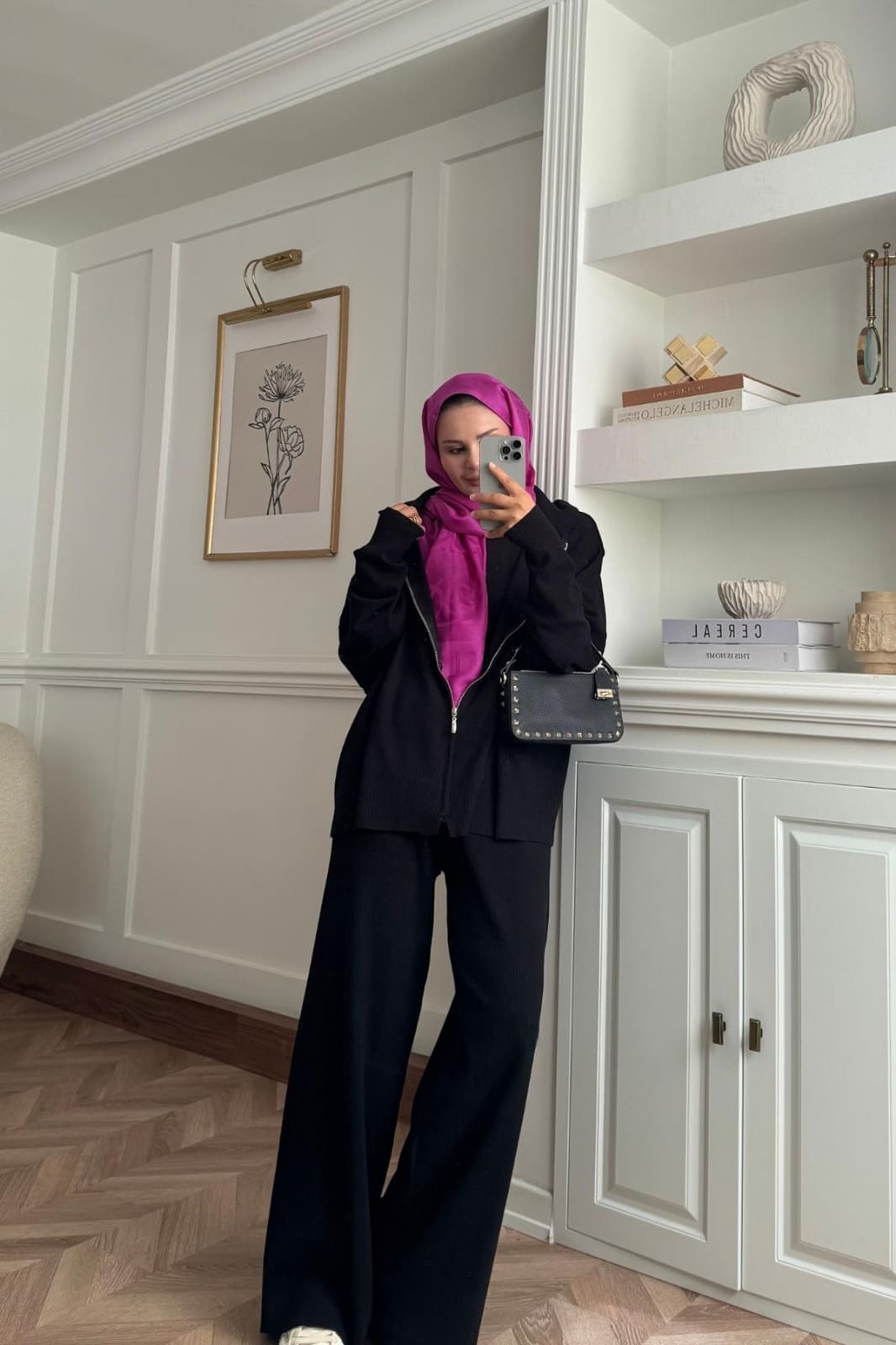 Kapüşon Detaylı Ivy Pantolonlu Triko İkili Takım TKM100276 –  Siyah - Görsel 2