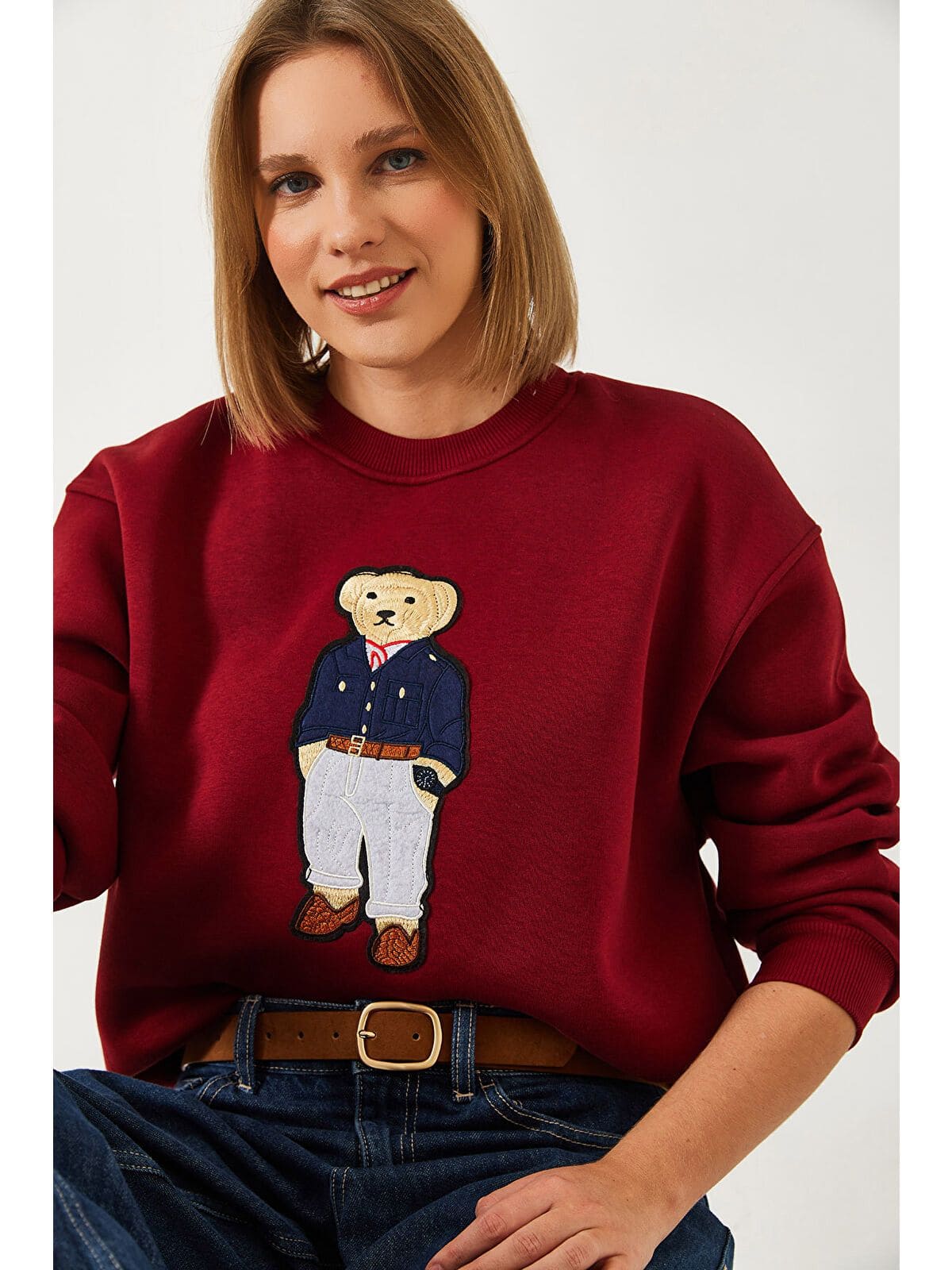 Moniy Ayıcık Detay Sweat SWT100448  - Bordo - Görsel 2