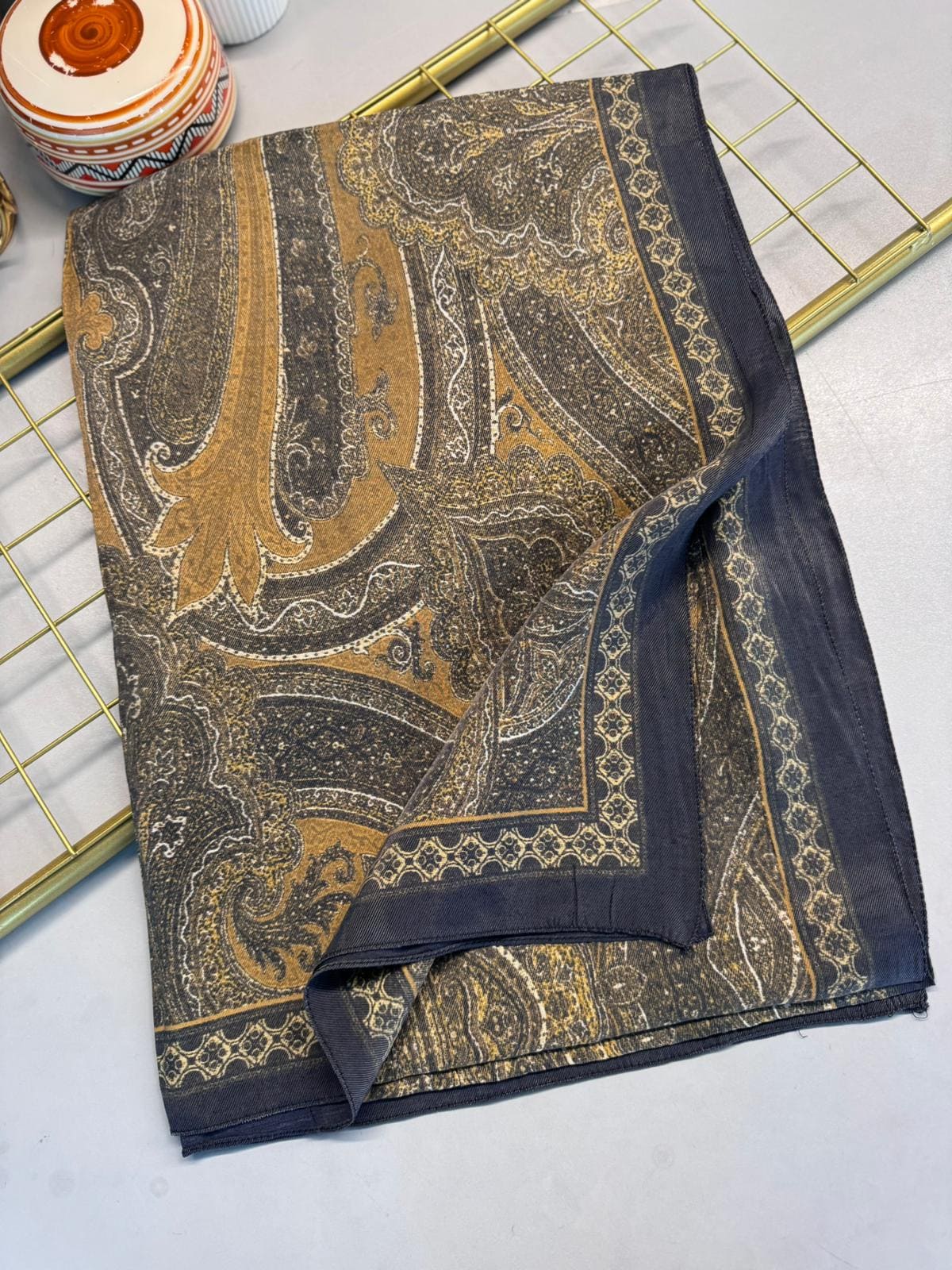 Rüya Tınısı Desen Şal 469-018 - V-11 - Gold Siyah