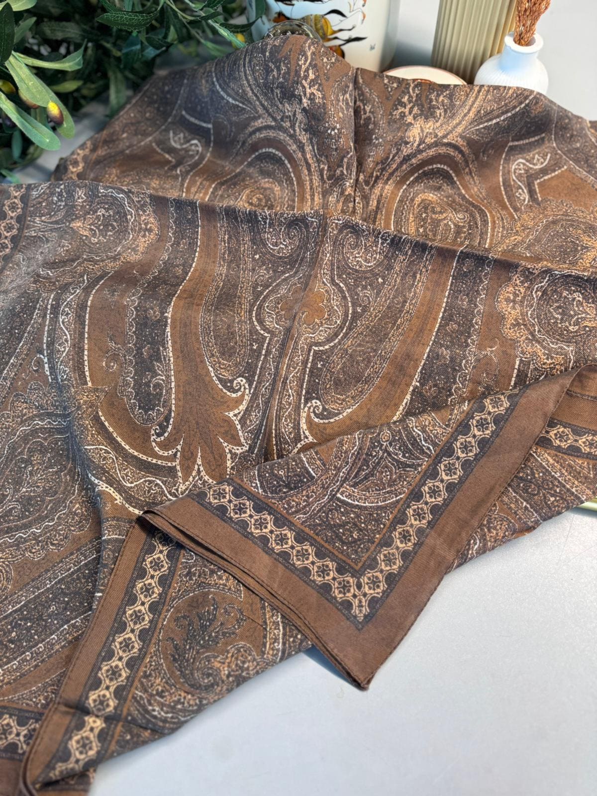 Rüya Tınısı Desen Şal 469-018 - V-12 - Koyu Taba - Görsel 2