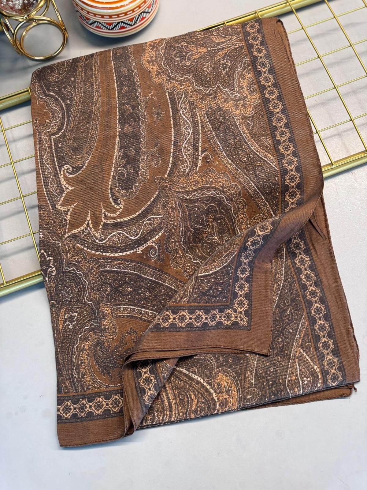 Rüya Tınısı Desen Şal 469-018 - V-12 - Koyu Taba